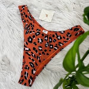 Fabletics Noa High-Cut Swim Brief Leopard Print Bikini Bottom M/8